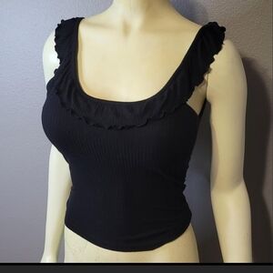 Forever 21 Black Ruffled Tank Top